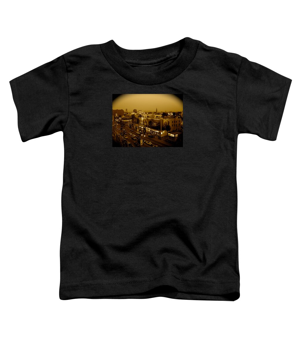 Hollywood Prints Toddler T-Shirt featuring the photograph Walk of Fame Hollywood in sepia by Monique Wegmueller