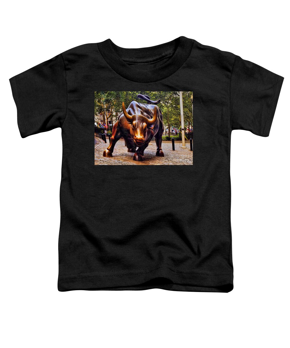 #faatoppicks Toddler T-Shirt featuring the photograph Wall Street Bull by David Smith