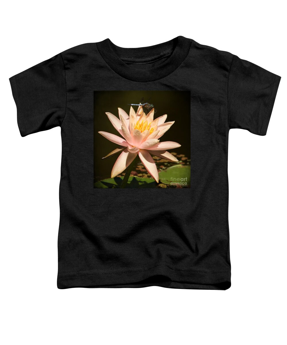 Art Toddler T-Shirt featuring the photograph Water Lily and The Blue Dragonfly by Sabrina L Ryan
