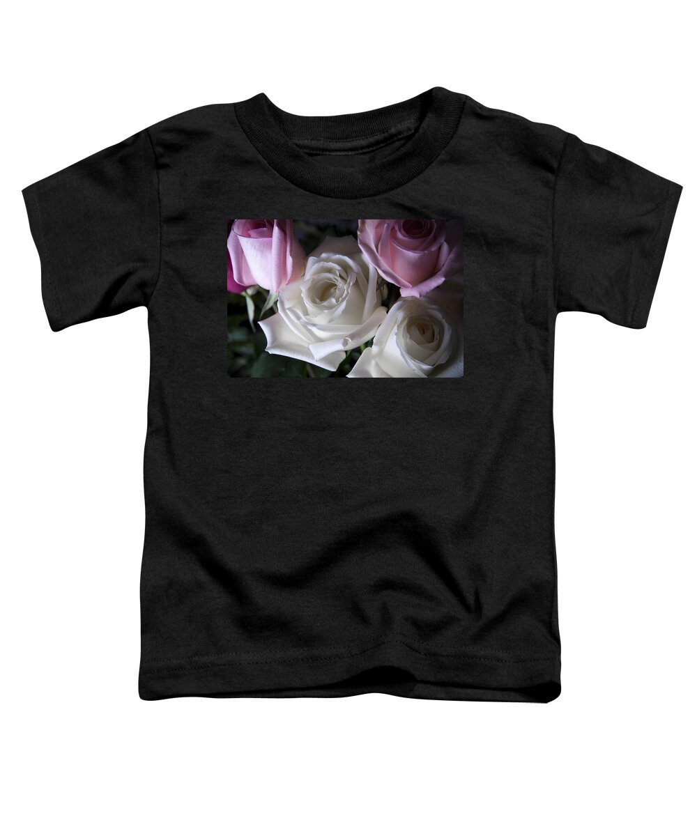 Roses Toddler T-Shirt featuring the photograph White and pink roses by Jennifer Ancker