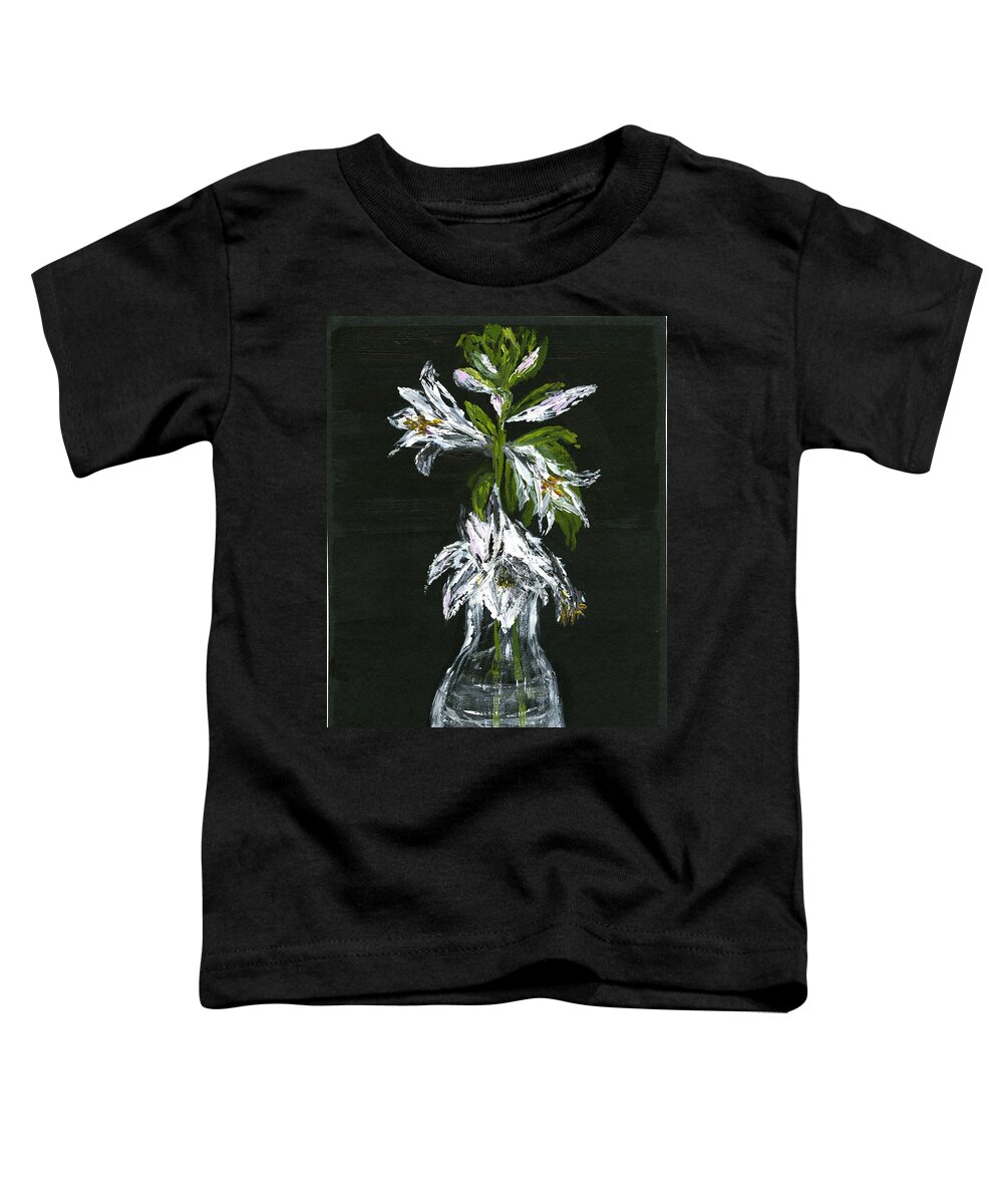 Arrangement Toddler T-Shirt featuring the painting White Flowers by Alice Faber