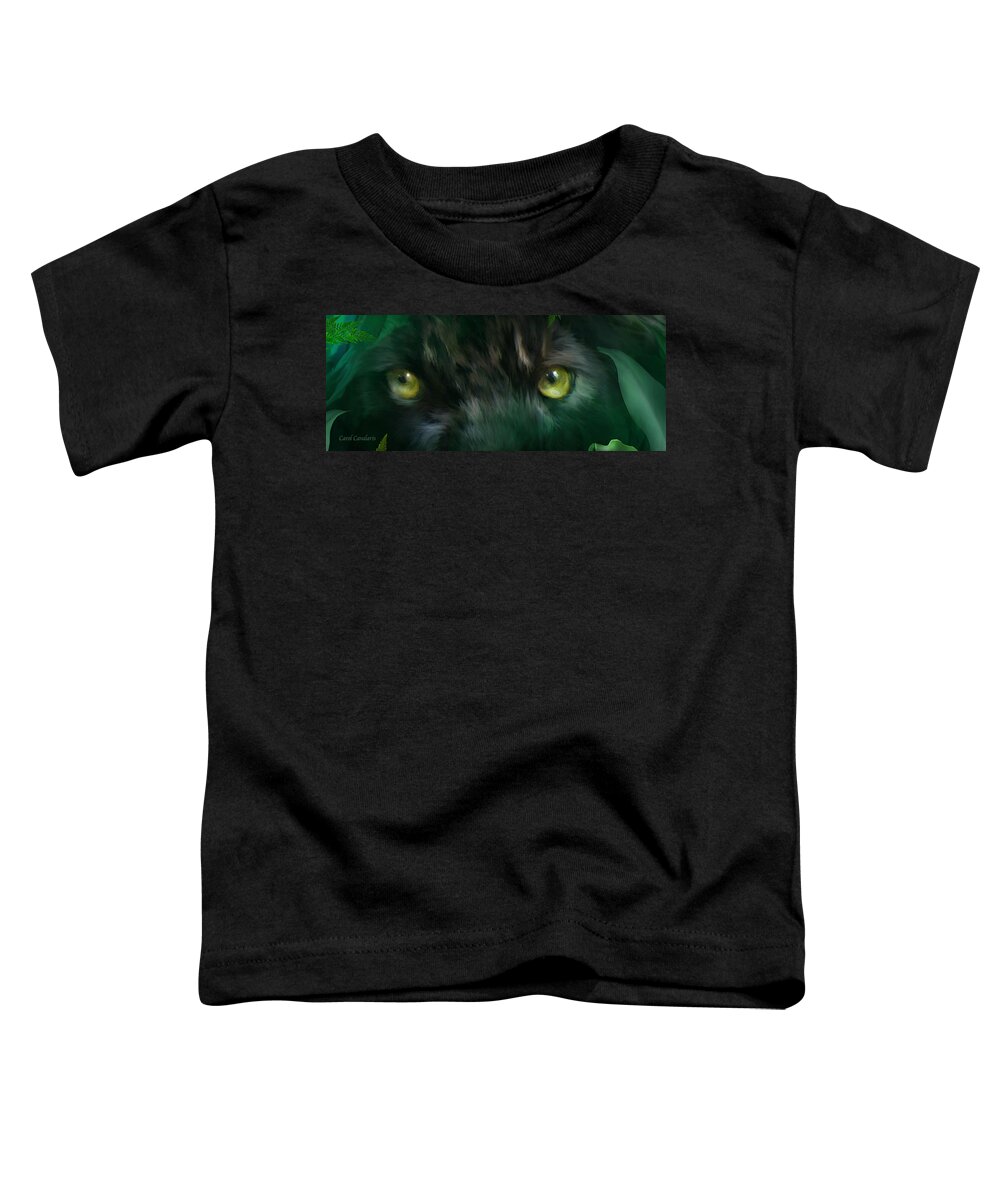 Panther Toddler T-Shirt featuring the mixed media Wild Eyes - Black Panther by Carol Cavalaris