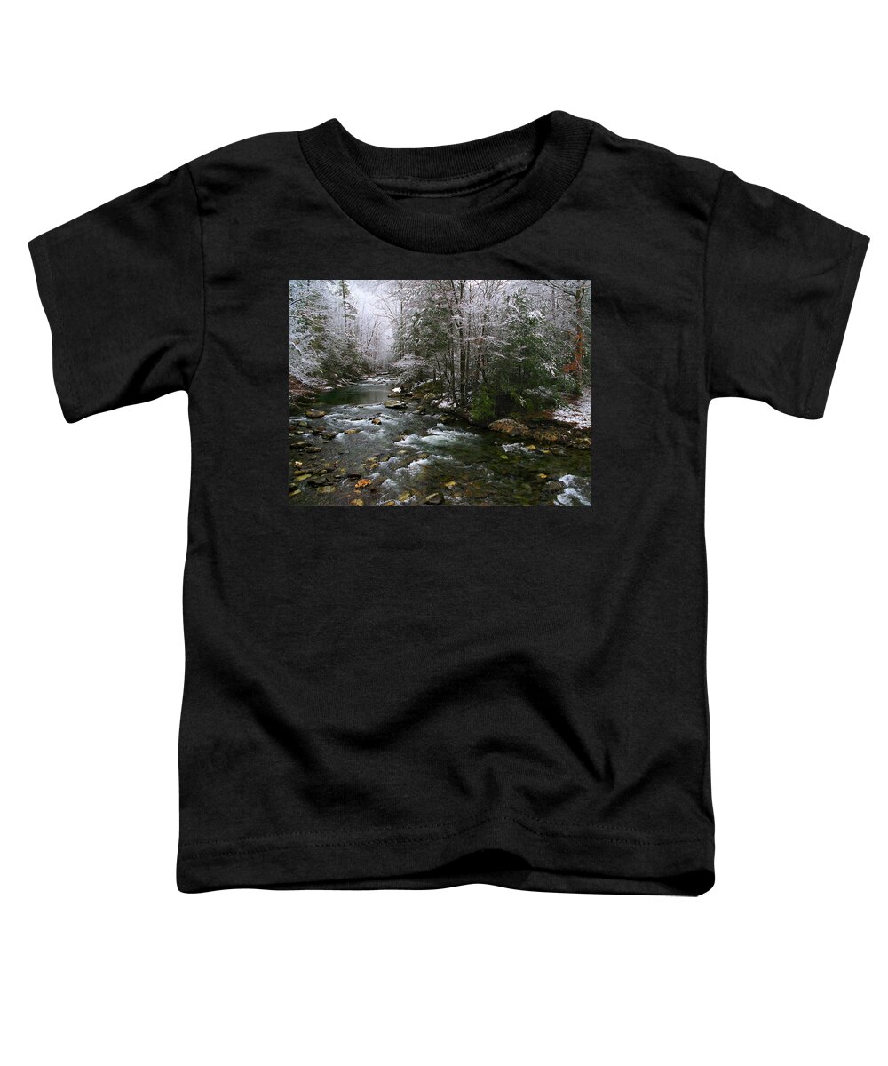 Smoky Mountain Stream Toddler T-Shirt featuring the photograph Winter Fresh by Michael Eingle