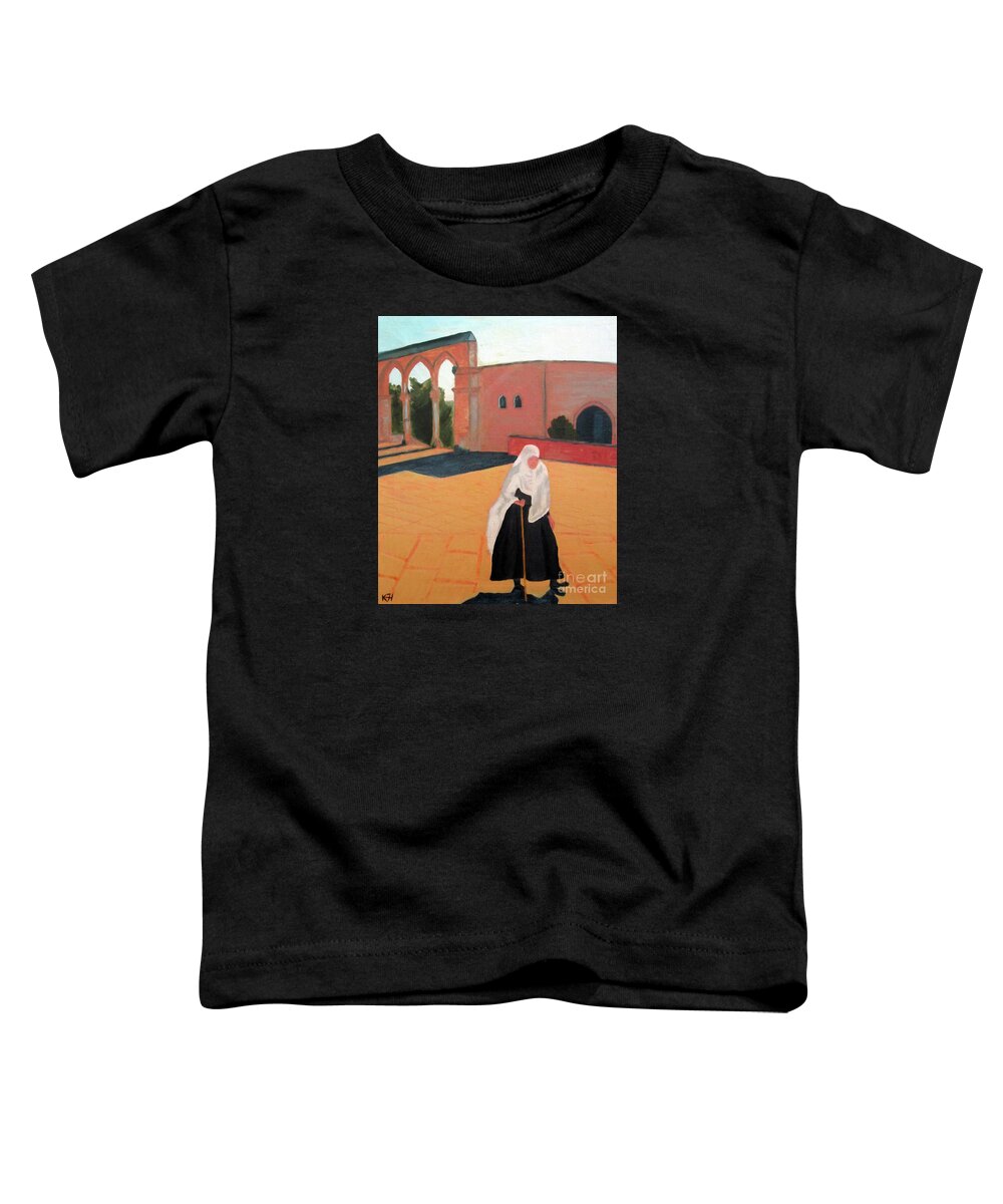 Art Toddler T-Shirt featuring the painting Woman at the Wall by Karen Francis