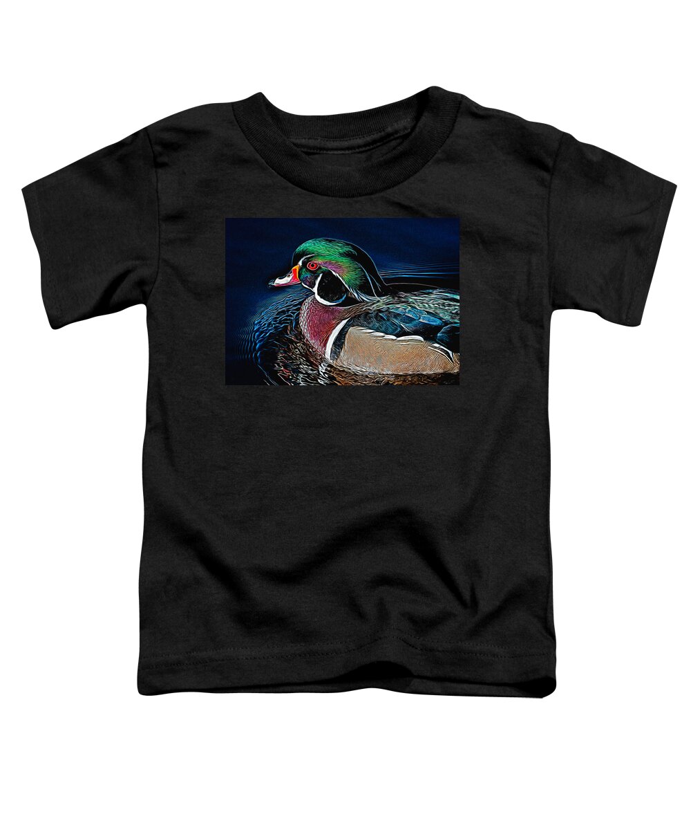 Aix Sponsa. Waterfowl Toddler T-Shirt featuring the photograph Wood Duck by Dawn Key
