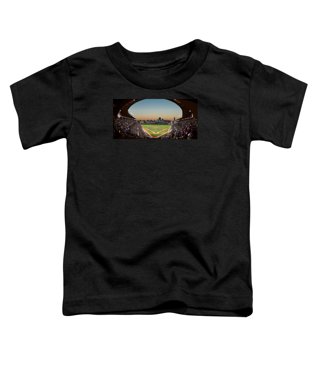 Cubs Toddler T-Shirt featuring the photograph Wrigley Field Night Game Chicago by Steve Gadomski