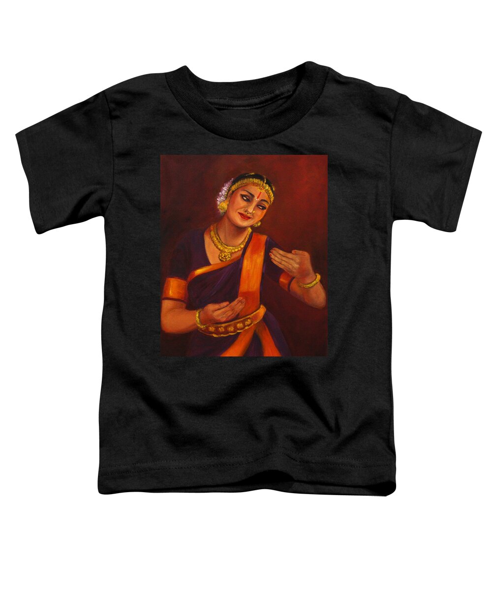 Vatsalyam Toddler T-Shirt featuring the painting Yasodha admiring baby Krishna by Asha Sudhaker Shenoy