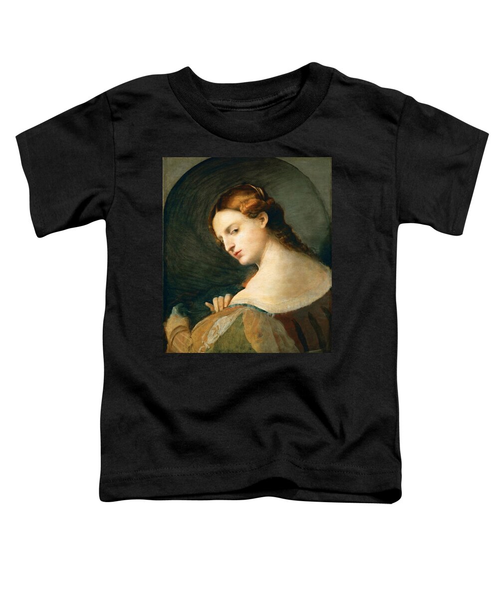 Palma Vecchio Toddler T-Shirt featuring the painting Young Woman in Profile by Palma Vecchio