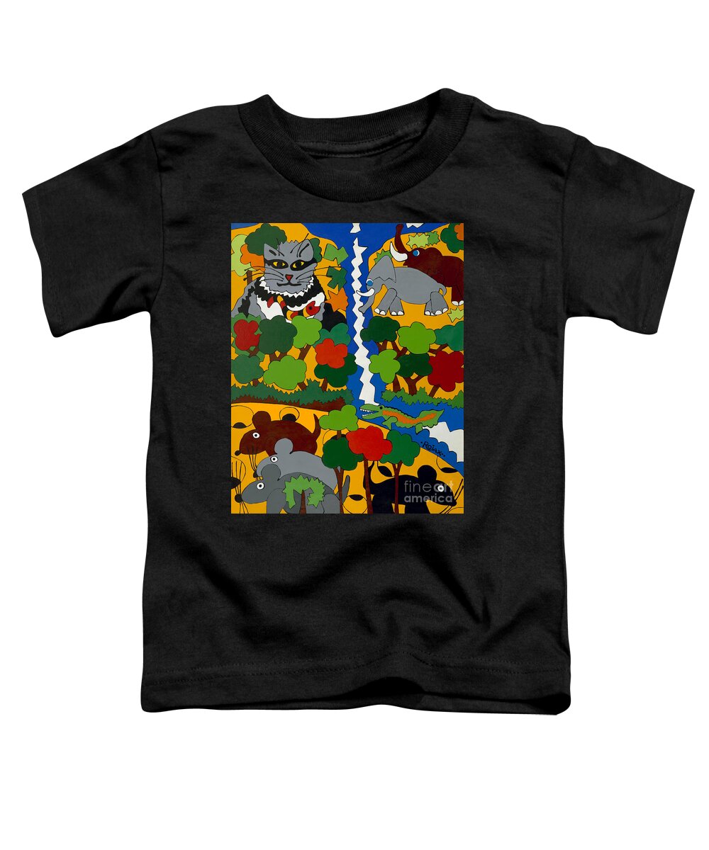 Cat Toddler T-Shirt featuring the painting Zane Grey in Africa by Rojax Art