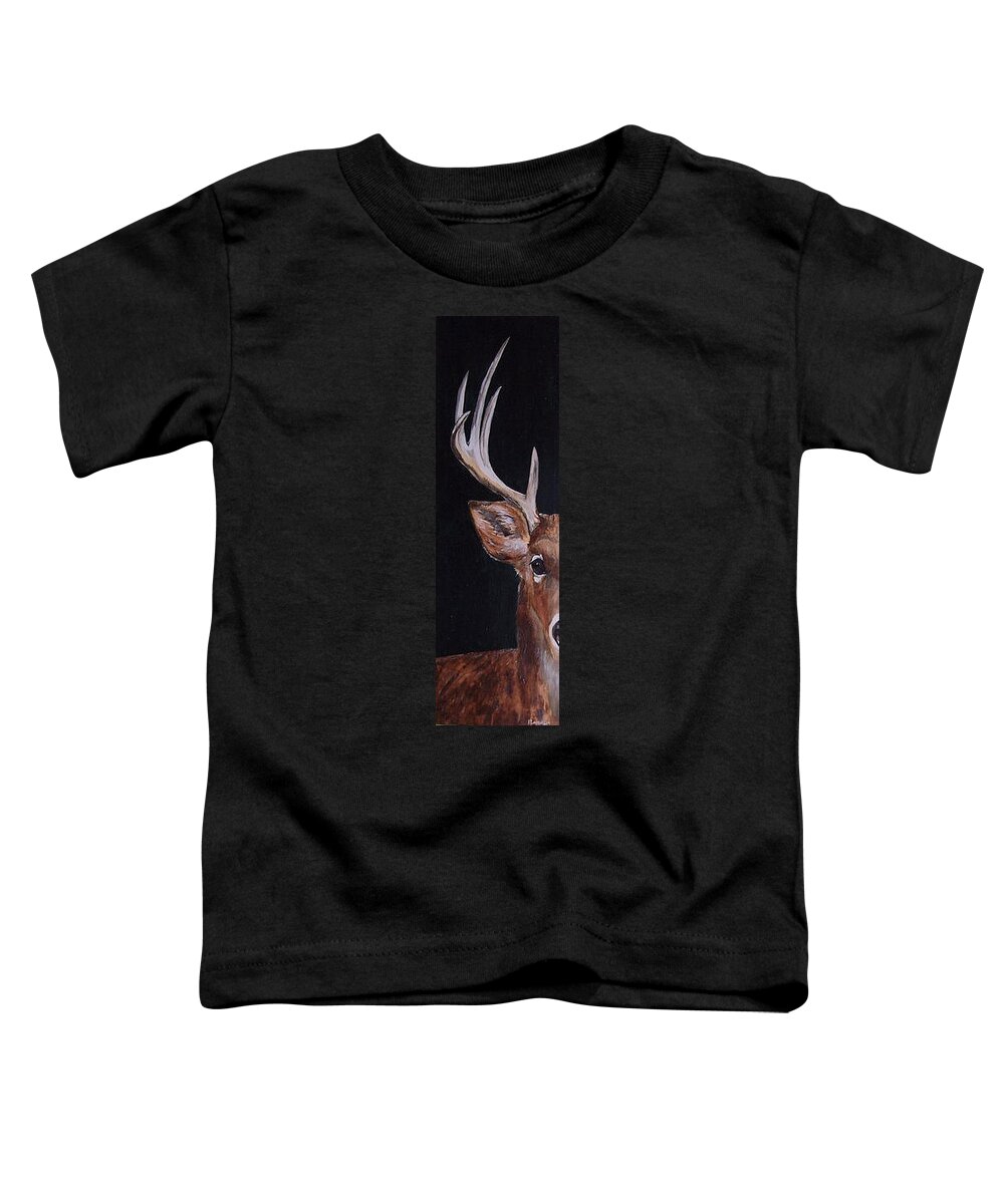 Buck Toddler T-Shirt featuring the painting 10 Points by Kathy Laughlin