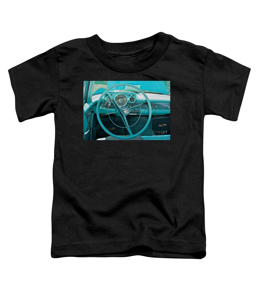57 Chevy Toddler T-Shirt featuring the photograph 57 Chevy Bel Air Interior 2 by Mark Dodd