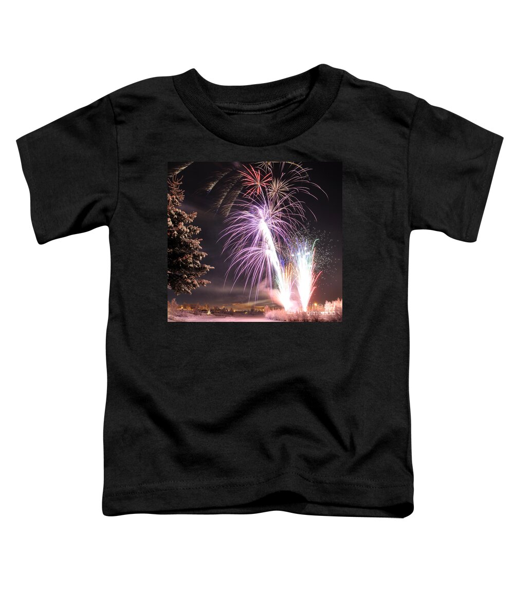 Arctic Toddler T-Shirt featuring the photograph Alaska Winter Solstice Fireworks by Gary Whitton
