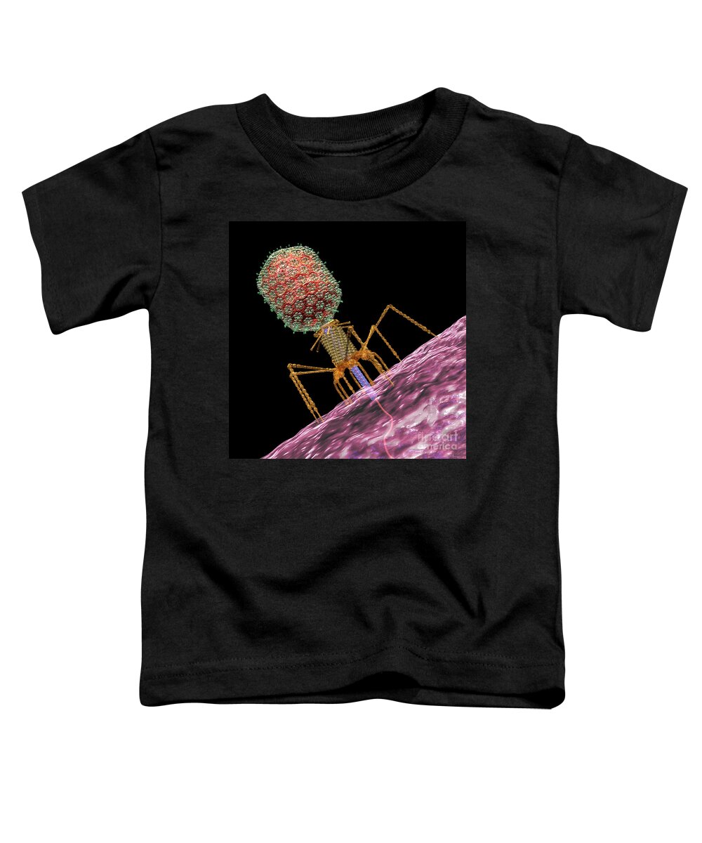 Bacteria Toddler T-Shirt featuring the digital art Bacteriophage T4 Injecting by Russell Kightley