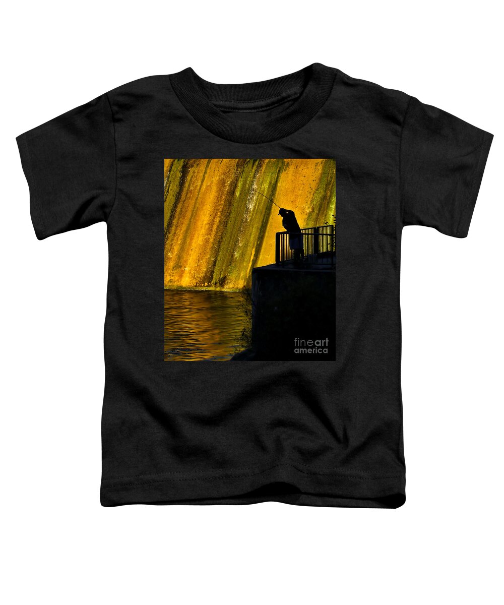 Dam Toddler T-Shirt featuring the photograph Fishing The Dam by Terry Doyle