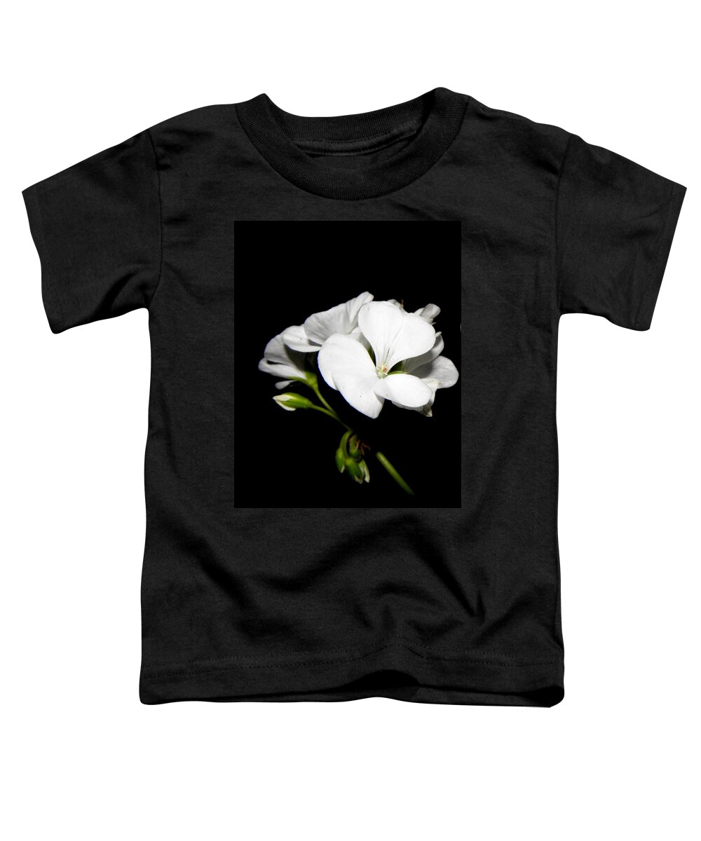 Geranium Toddler T-Shirt featuring the photograph Geranium White by Kim Galluzzo