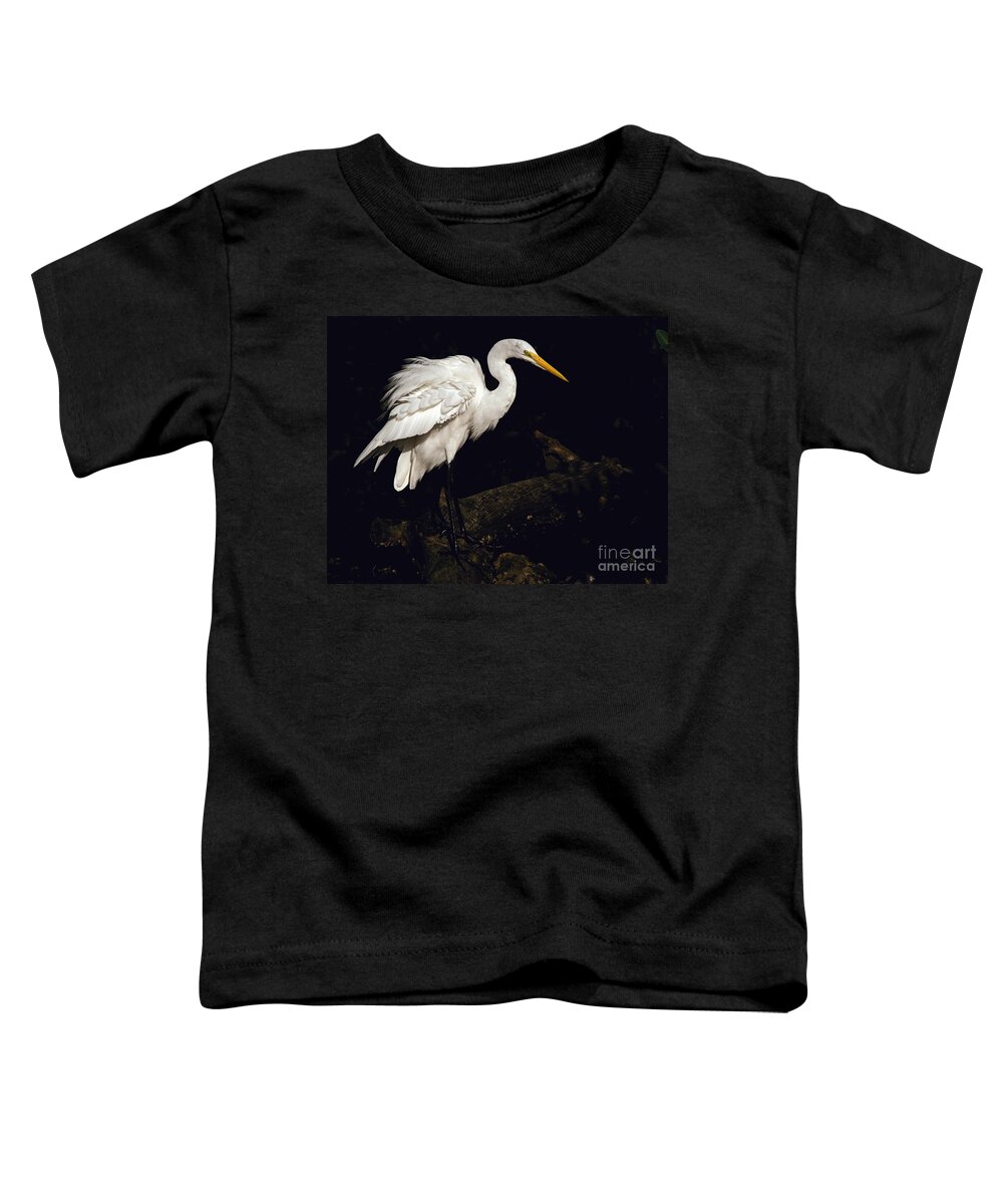 Great Egret Toddler T-Shirt featuring the photograph Great Egret Ruffles His Feathers by Art Whitton