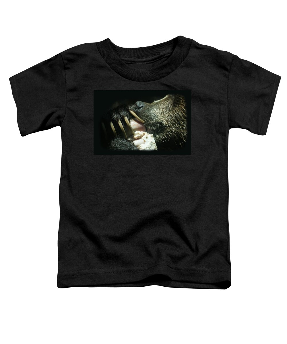 Bear Toddler T-Shirt featuring the photograph Grizzly Eating by Ernest Echols