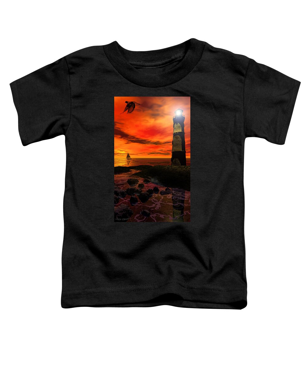 Lighthouse Toddler T-Shirt featuring the photograph Guiding Light - Lighthouse Art by Lourry Legarde