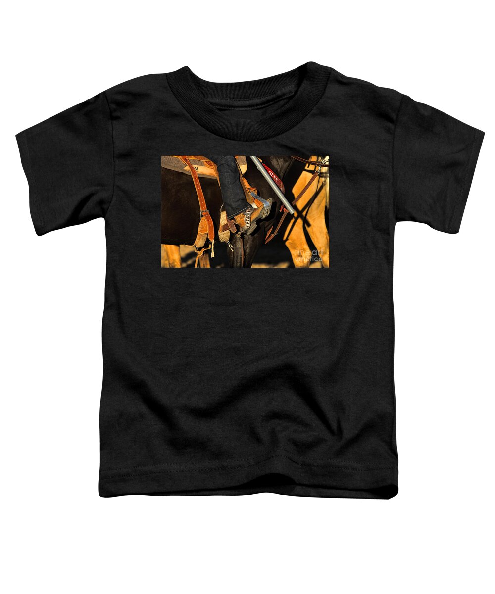 Rodeo Toddler T-Shirt featuring the photograph Her Spurs by Edward R Wisell