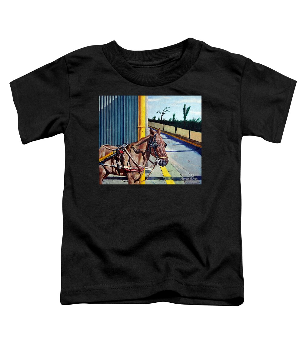 Horse Toddler T-Shirt featuring the painting Horse in Malate by Christopher Shellhammer