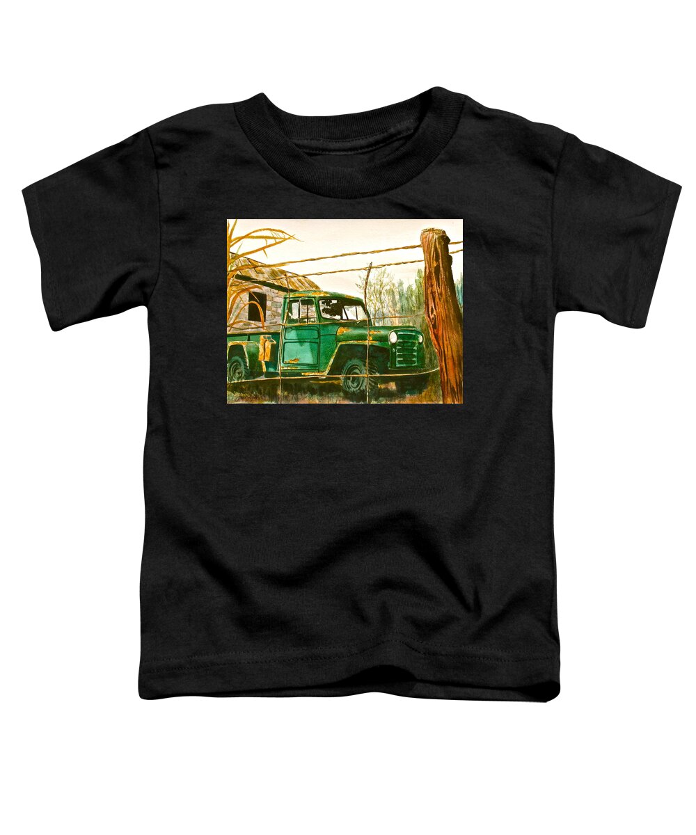 Willys Toddler T-Shirt featuring the painting Jeep by Frank SantAgata