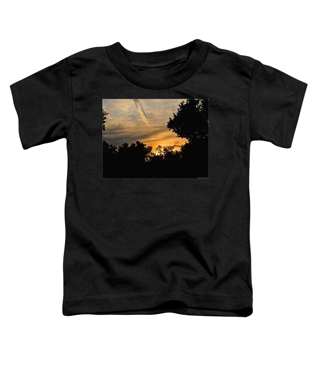 Landscape Toddler T-Shirt featuring the photograph Jet trail sunset by Debbie Portwood