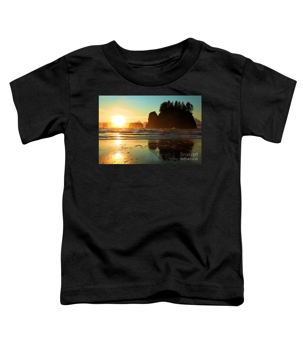 Olympic National Park Second Beach Toddler T-Shirt featuring the photograph La Push Sunset by Adam Jewell