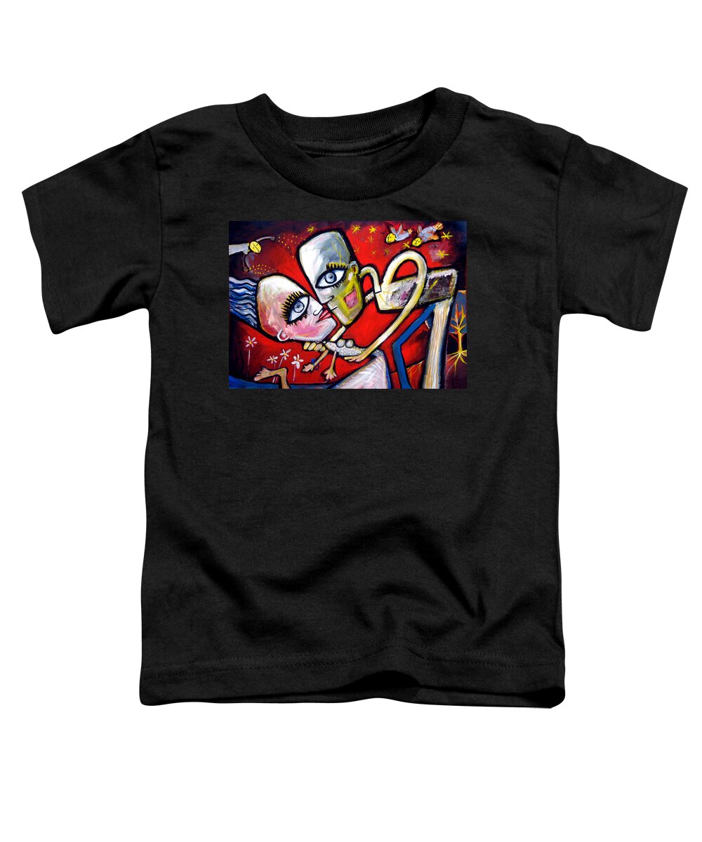 Lovers Toddler T-Shirt featuring the painting Lover's Kiss by Leanne Wilkes