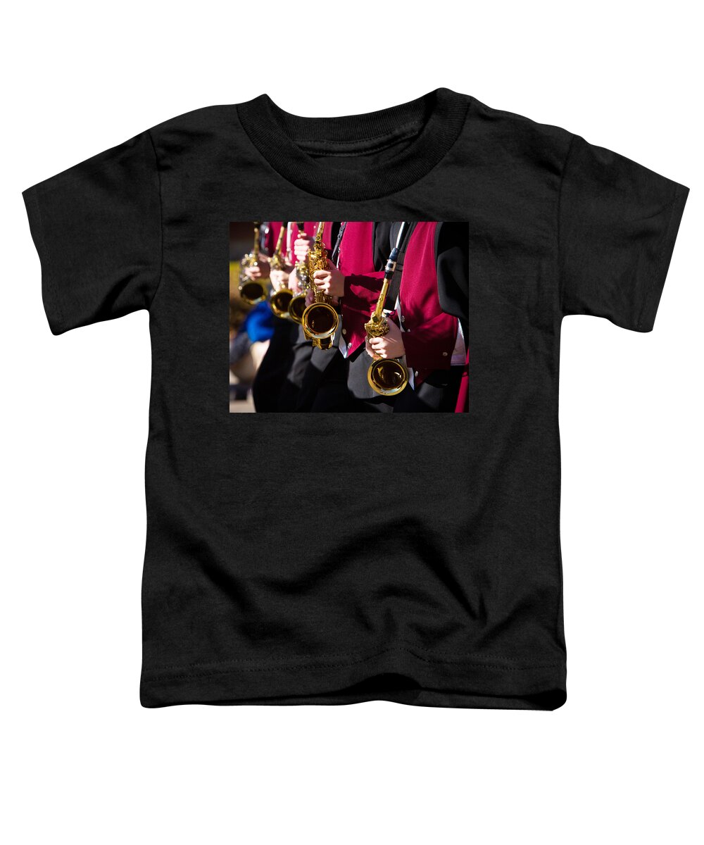 Saxophone Toddler T-Shirt featuring the photograph Marching Band Saxophones Cropped by James BO Insogna