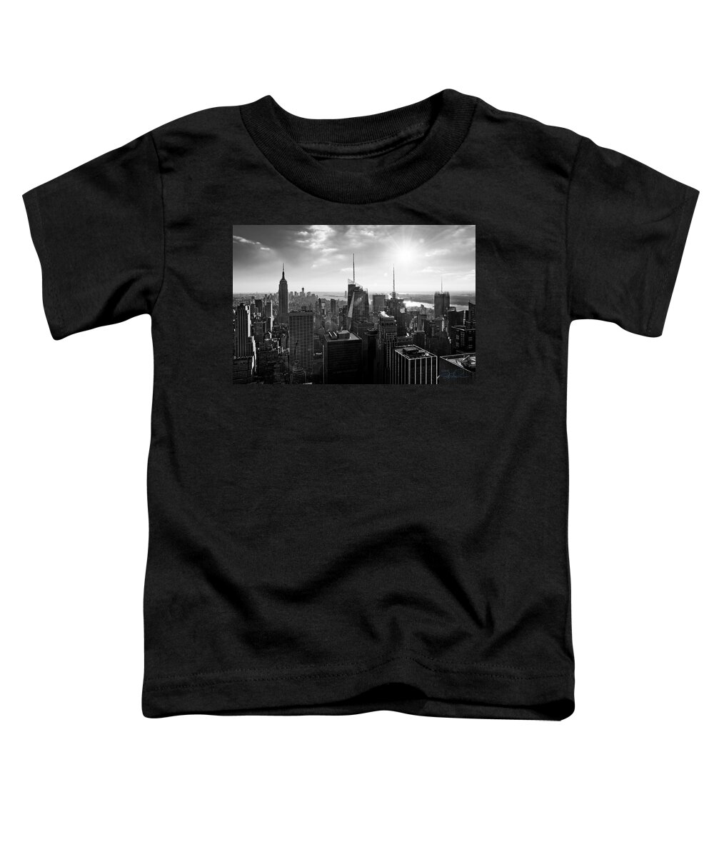 Black And White Toddler T-Shirt featuring the photograph Midtown Skyline Infrared by S Paul Sahm