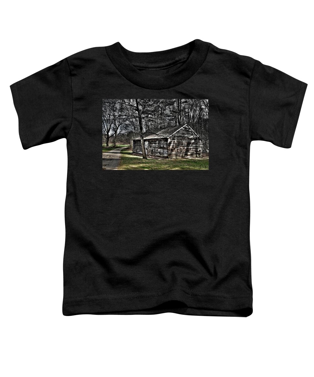 Barn Toddler T-Shirt featuring the photograph Old Barn at the Mill by Mark Valentine