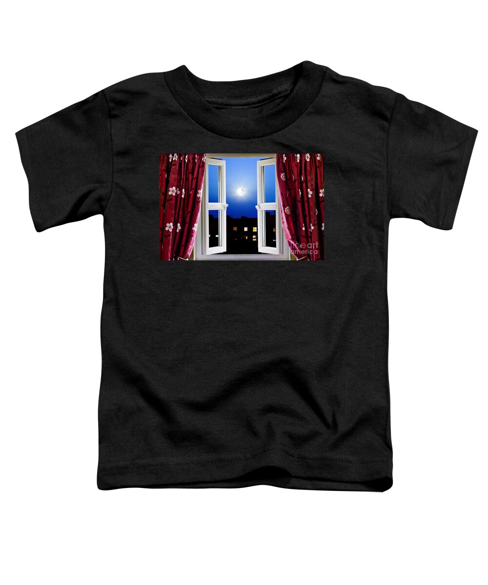 Night Toddler T-Shirt featuring the photograph Open window at night by Simon Bratt