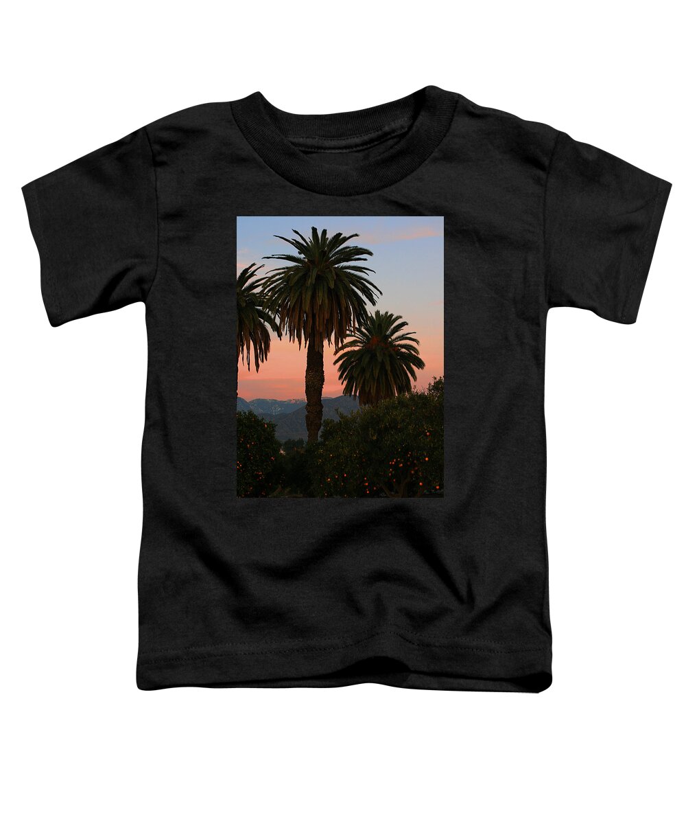 Palm Trees Toddler T-Shirt featuring the photograph Palm Trees and Orange Trees by Dorothy Cunningham