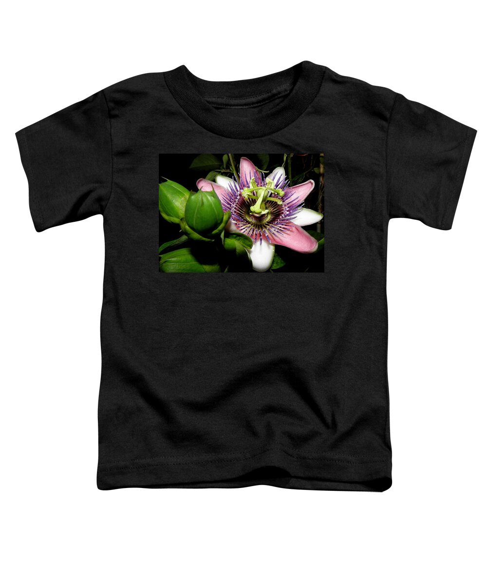 Passion Flower Toddler T-Shirt featuring the photograph Passion at Night by Kim Galluzzo