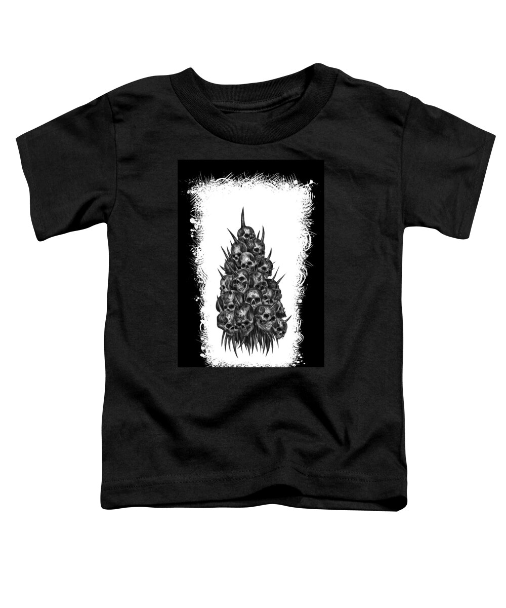 Sketch The Soul Toddler T-Shirt featuring the mixed media Pile of Skulls by Tony Koehl