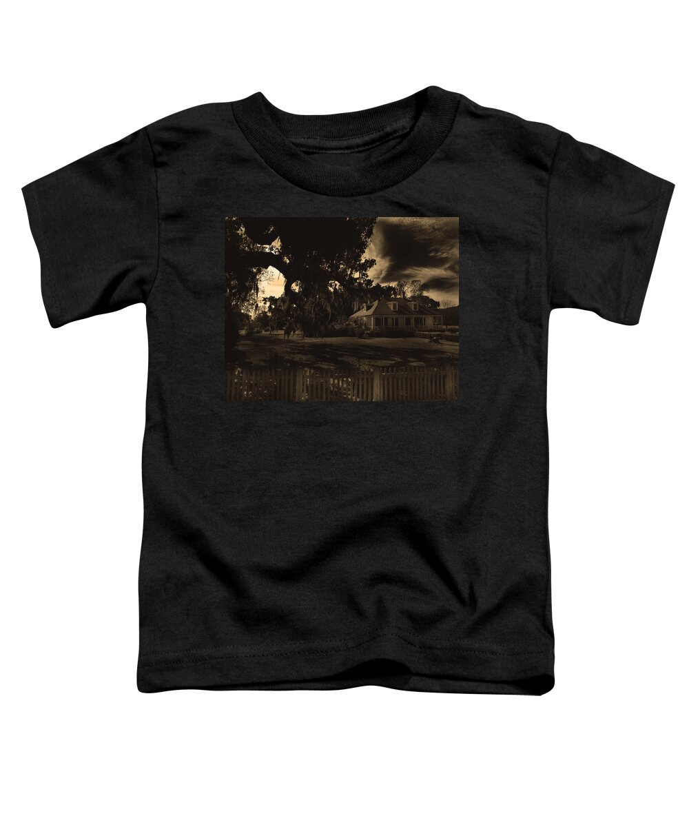 Sepia Toddler T-Shirt featuring the photograph Plantation House by Maggy Marsh