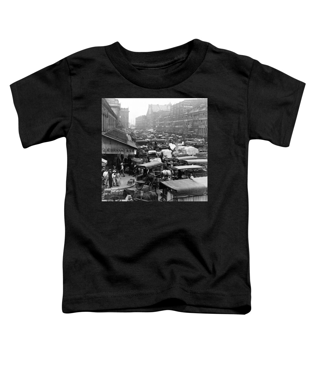 quincy Market Toddler T-Shirt featuring the photograph Quincy Market from Faneuil Hall - Boston - c 1906 by International Images