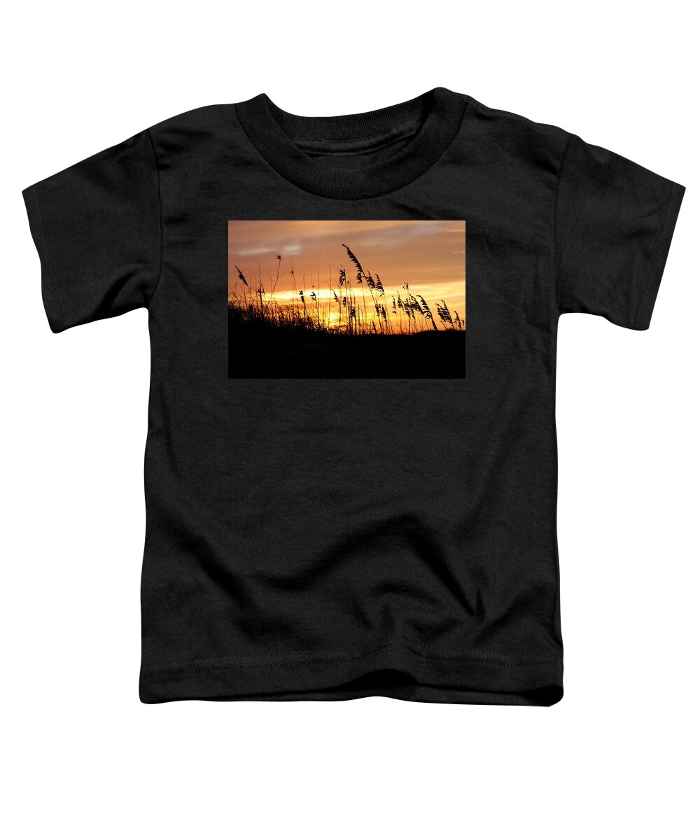 Sea Oats Sunset Toddler T-Shirt featuring the photograph Sea Oat Sunset Serenade by Kim Galluzzo