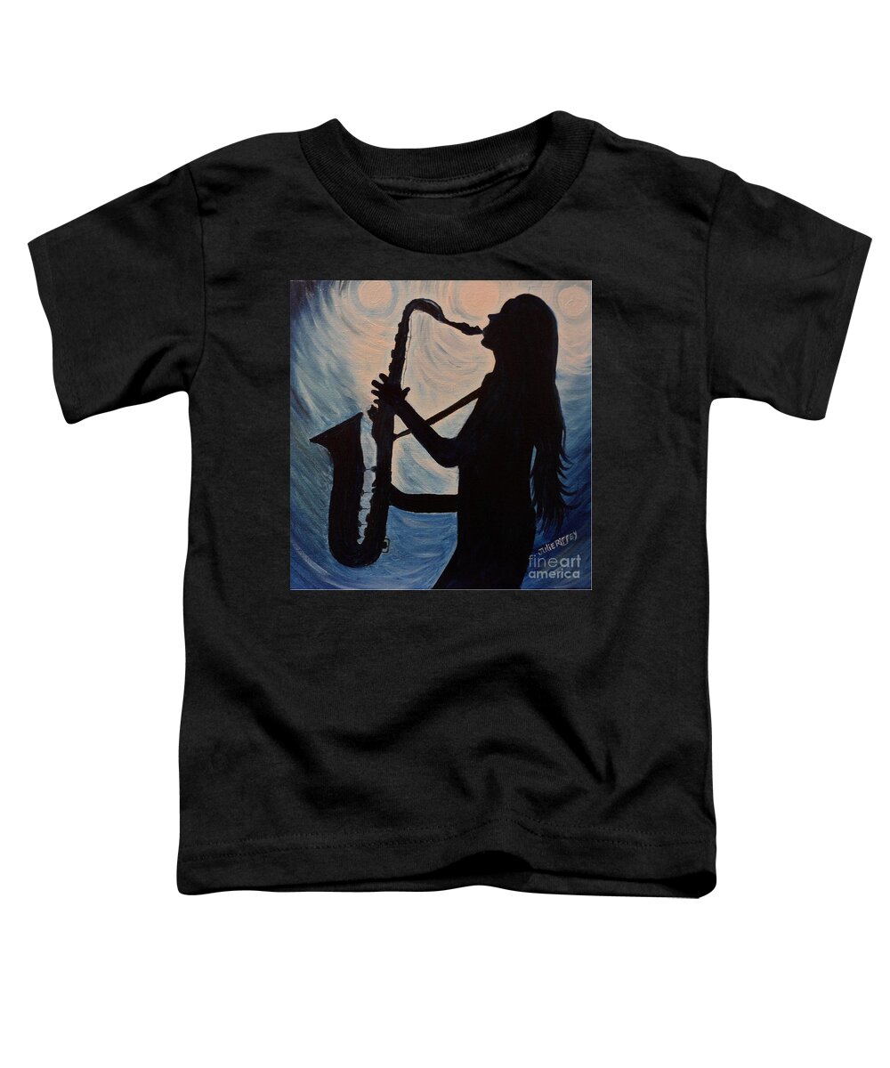 Jazz Toddler T-Shirt featuring the painting Spotlight on the Blues by Julie Brugh Riffey