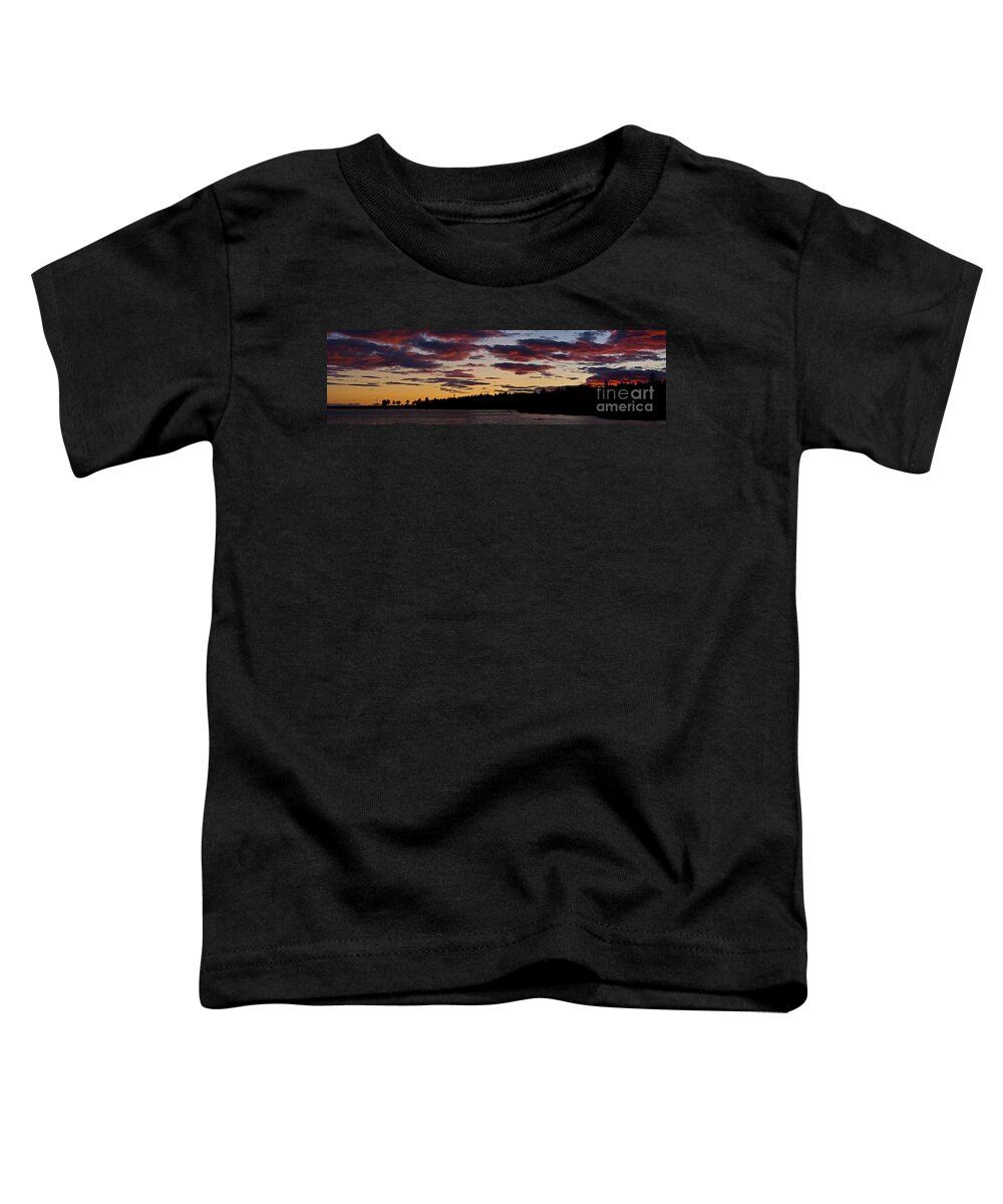 Mackinaw Toddler T-Shirt featuring the pyrography St. Ignace Sunset by Larry Carr
