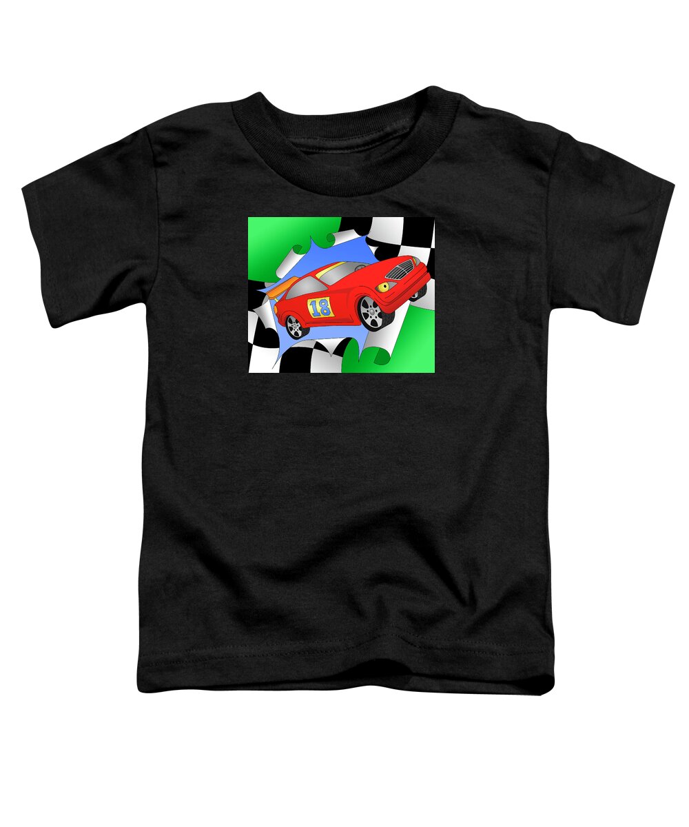 Racing Car Toddler T-Shirt featuring the digital art Turbo by Alison Stein