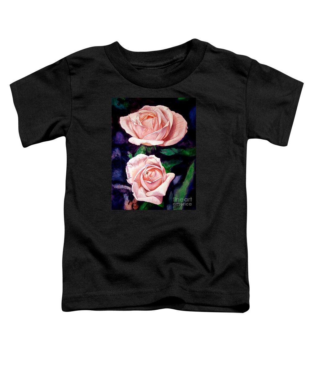 Rose Toddler T-Shirt featuring the painting Two Roses by Christopher Shellhammer
