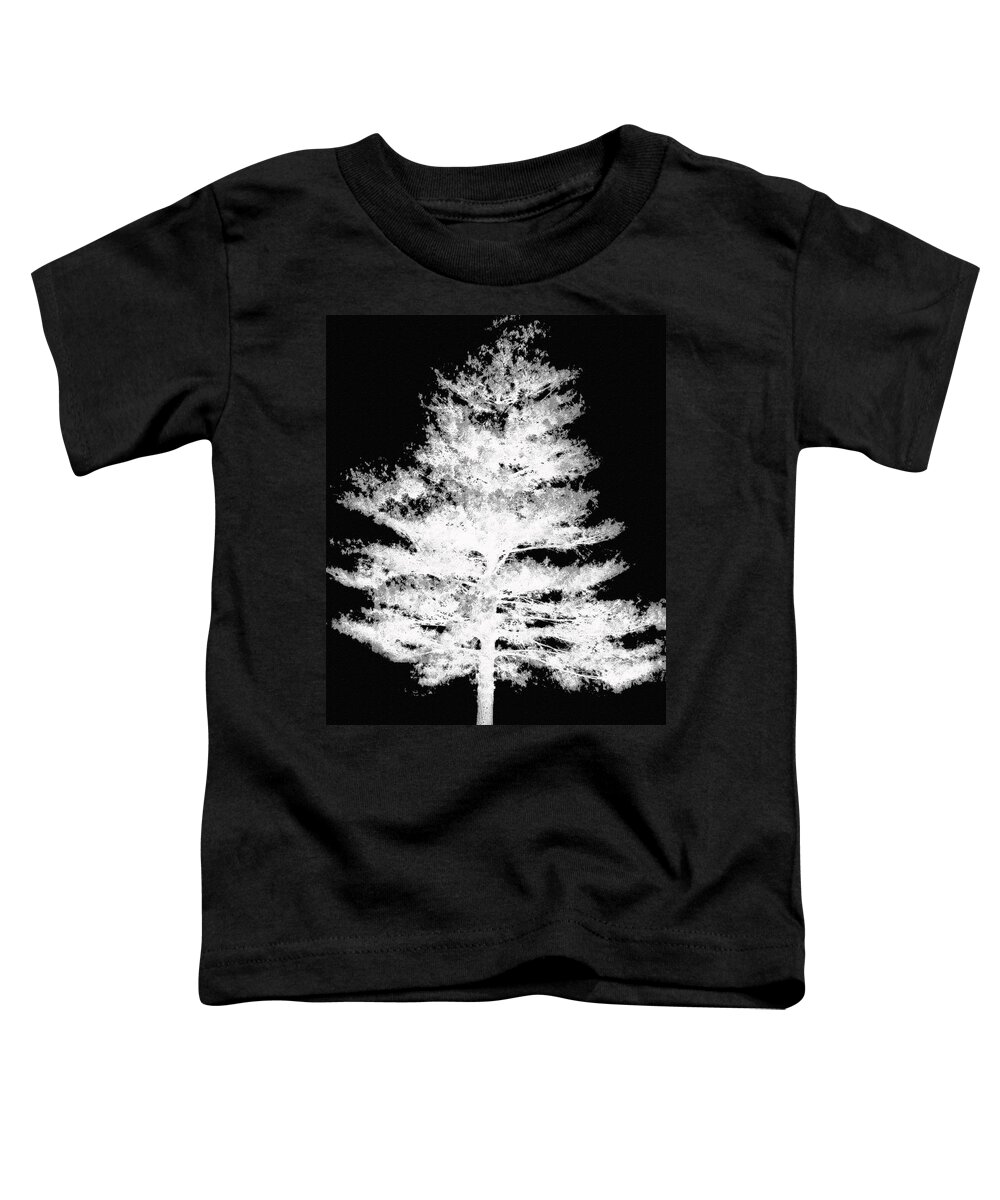 Nature Toddler T-Shirt featuring the digital art White on Black tree by Debbie Portwood