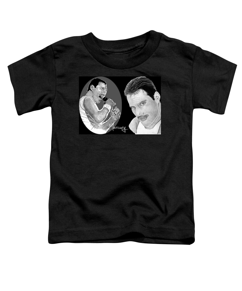 Freddie Toddler T-Shirt featuring the drawing Freddie Mercury #1 by Bill Richards