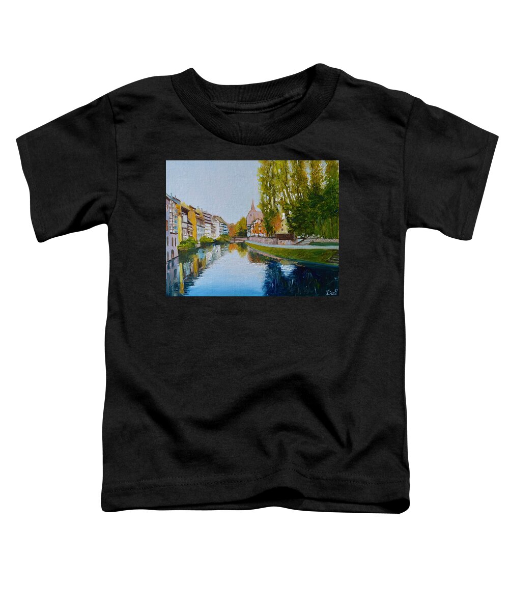 River Toddler T-Shirt featuring the painting La Petite France in Strasbourg #1 by Dai Wynn