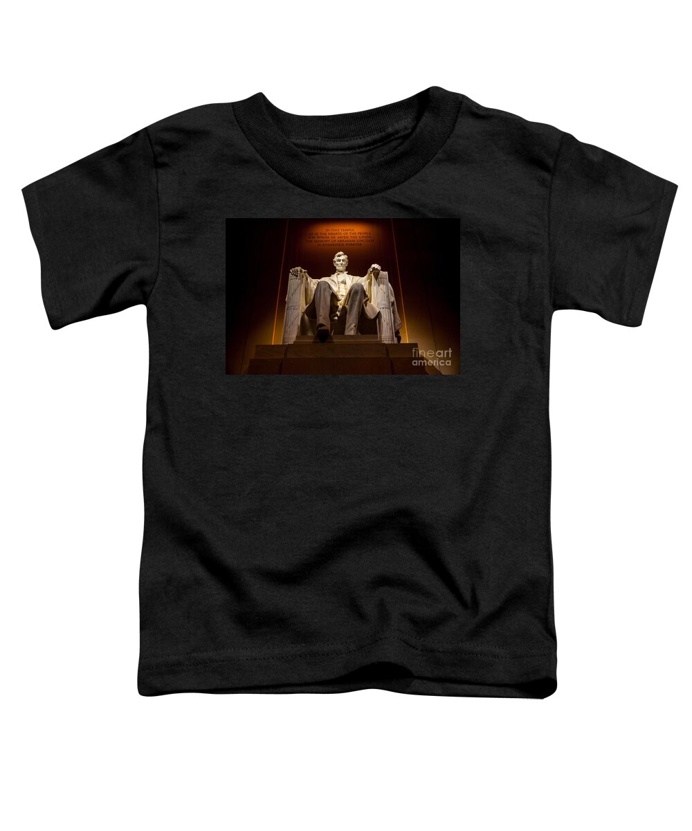 Lincoln Memorial Toddler T-Shirt featuring the photograph Lincoln Memorial at Night - Washington D.C. #1 by Gary Whitton