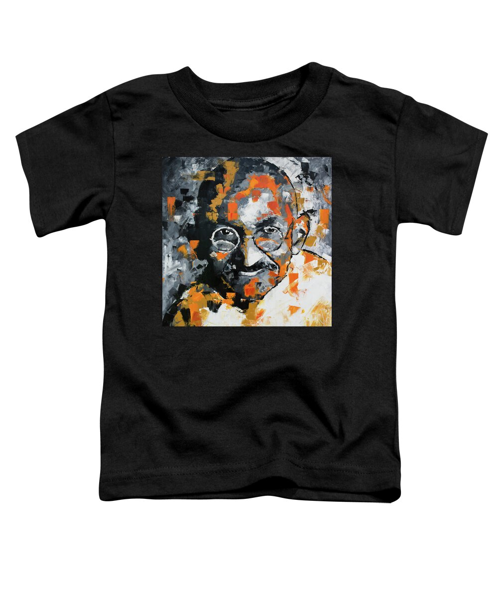 Gandhi Toddler T-Shirt featuring the painting Mahatma Gandhi #1 by Richard Day