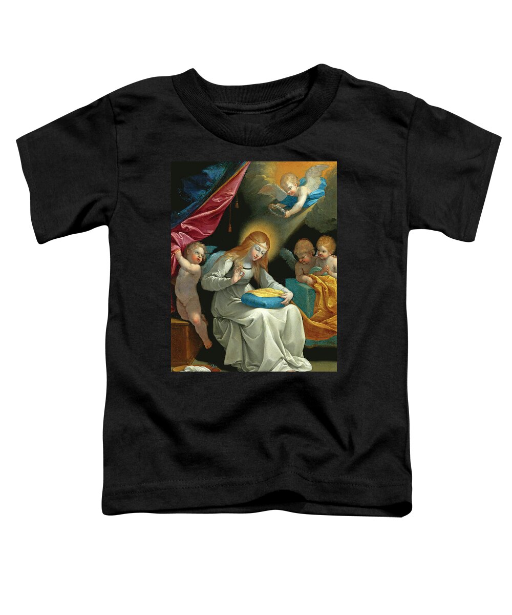 Mary Toddler T-Shirt featuring the painting Mary Angels #2 by Munir Alawi