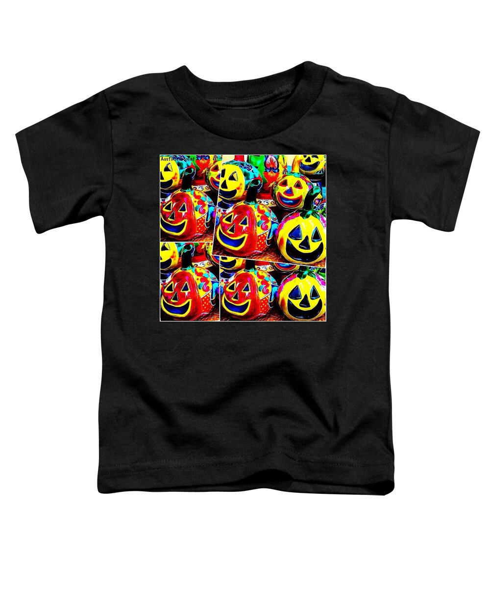 Ig_of_tx Toddler T-Shirt featuring the photograph May Your #halloween Be Extra #colorful #1 by Austin Tuxedo Cat