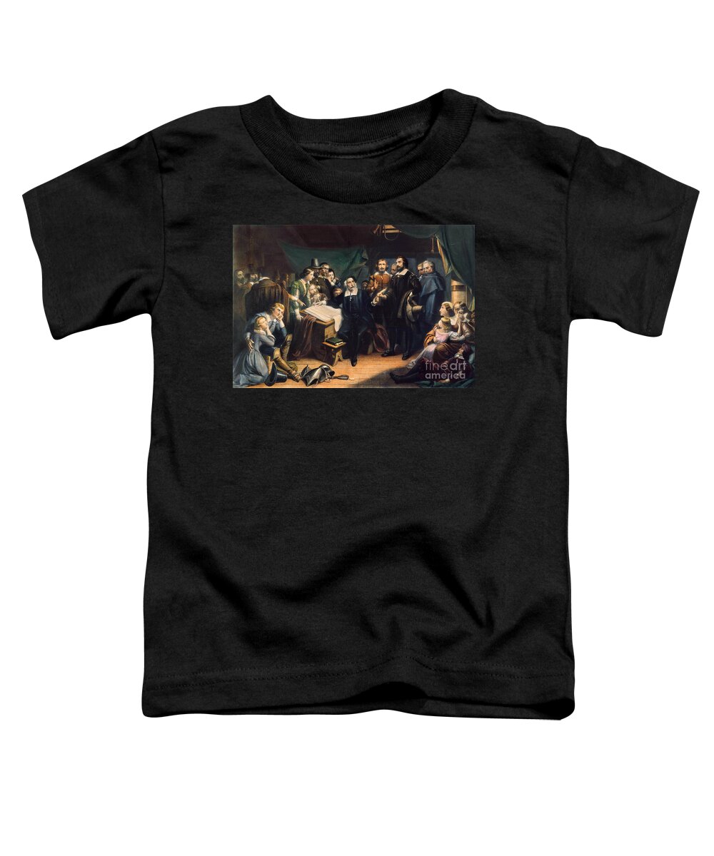 1620 Toddler T-Shirt featuring the drawing Mayflower Compact, 1620 #2 by Granger